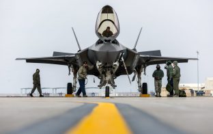F35-A lands at Mountain Home AFB
